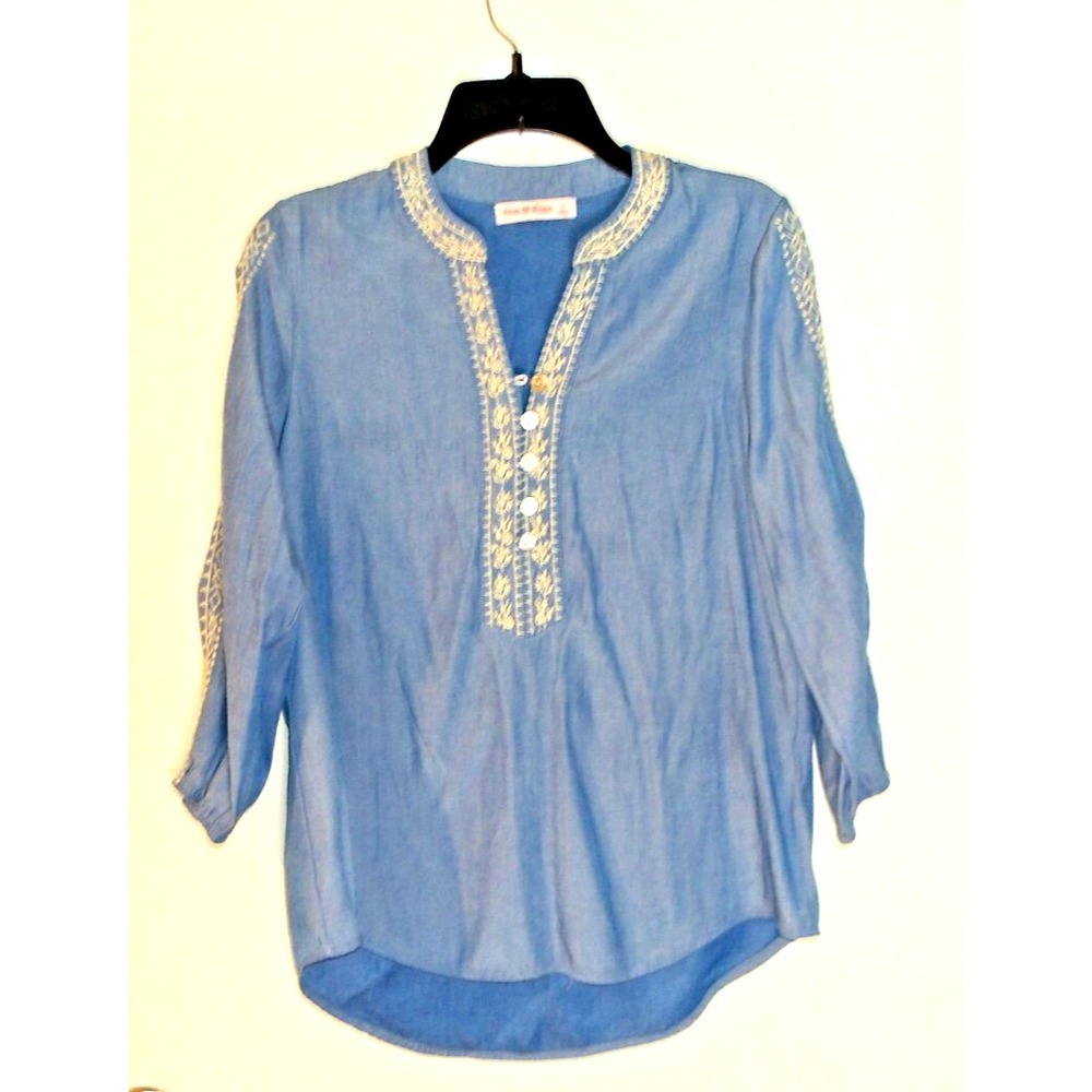 Ana & Rose Top‎ Womens Small Boho Embroidered Floral Cottage Peasant Feminine